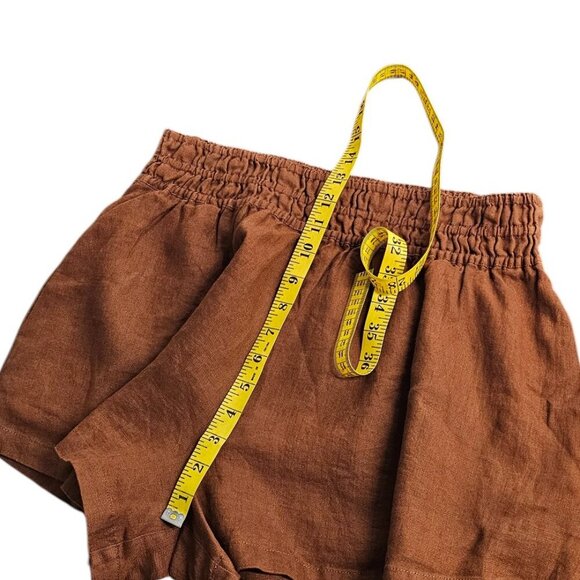 Anthropologie The Somerset Shorts, 100% Linen, Brown, Smocked Waist, Size M, NWT - Picture 5 of 9